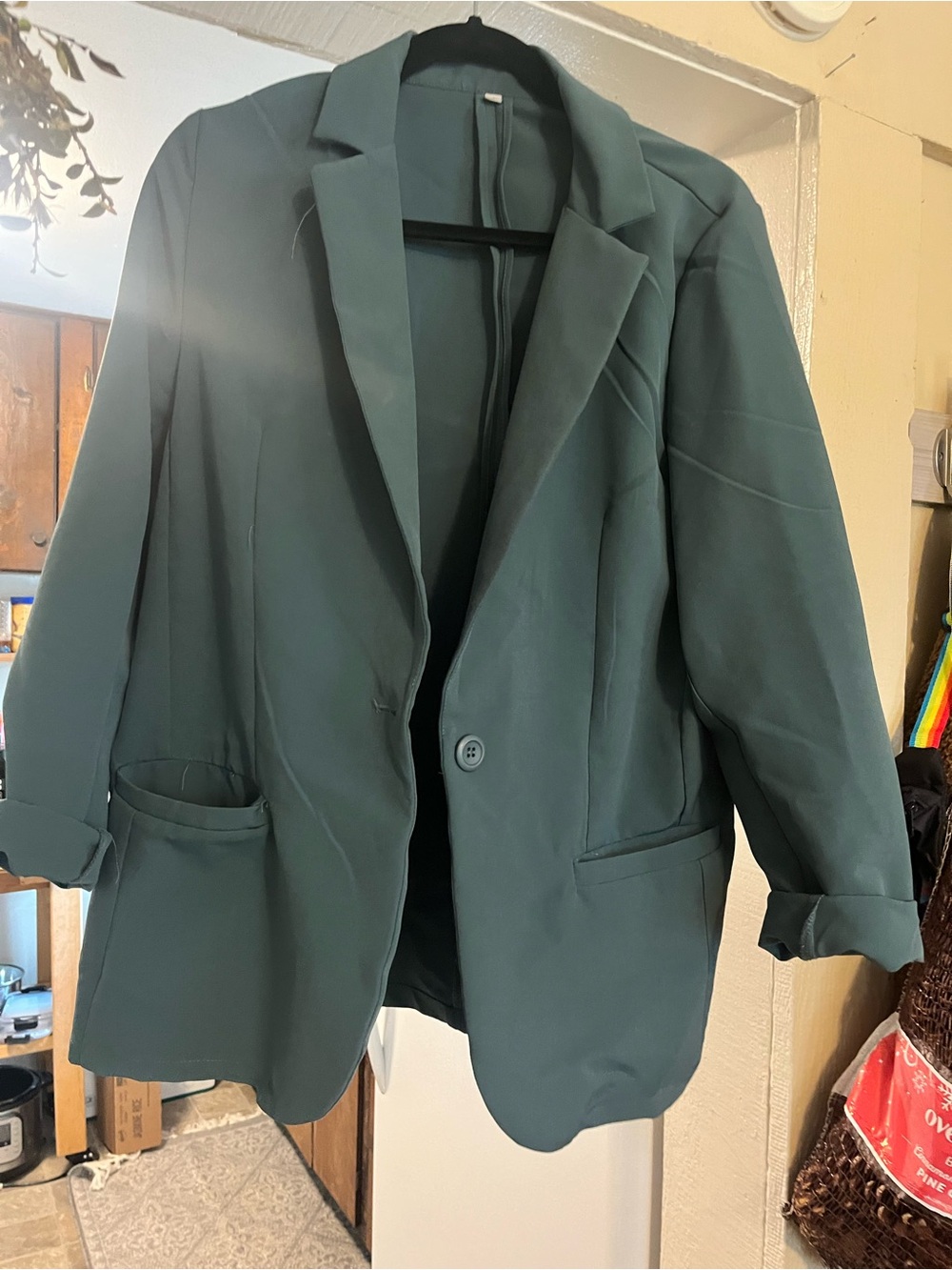 Women’s Oversized Single-Button Teal Green Blazer